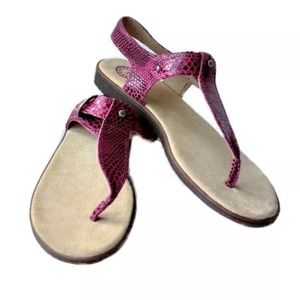 UGG Leather Snakeskin Flip Flop Buckle Sandals 6